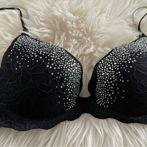 Victoria’s Secret VERY SEXY Secret Embrace Push-Up Bra 38C Rhinestone Straps